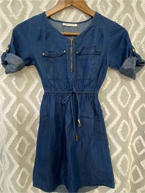 Speed Limit Denim-Style Shirt Dress For Girls